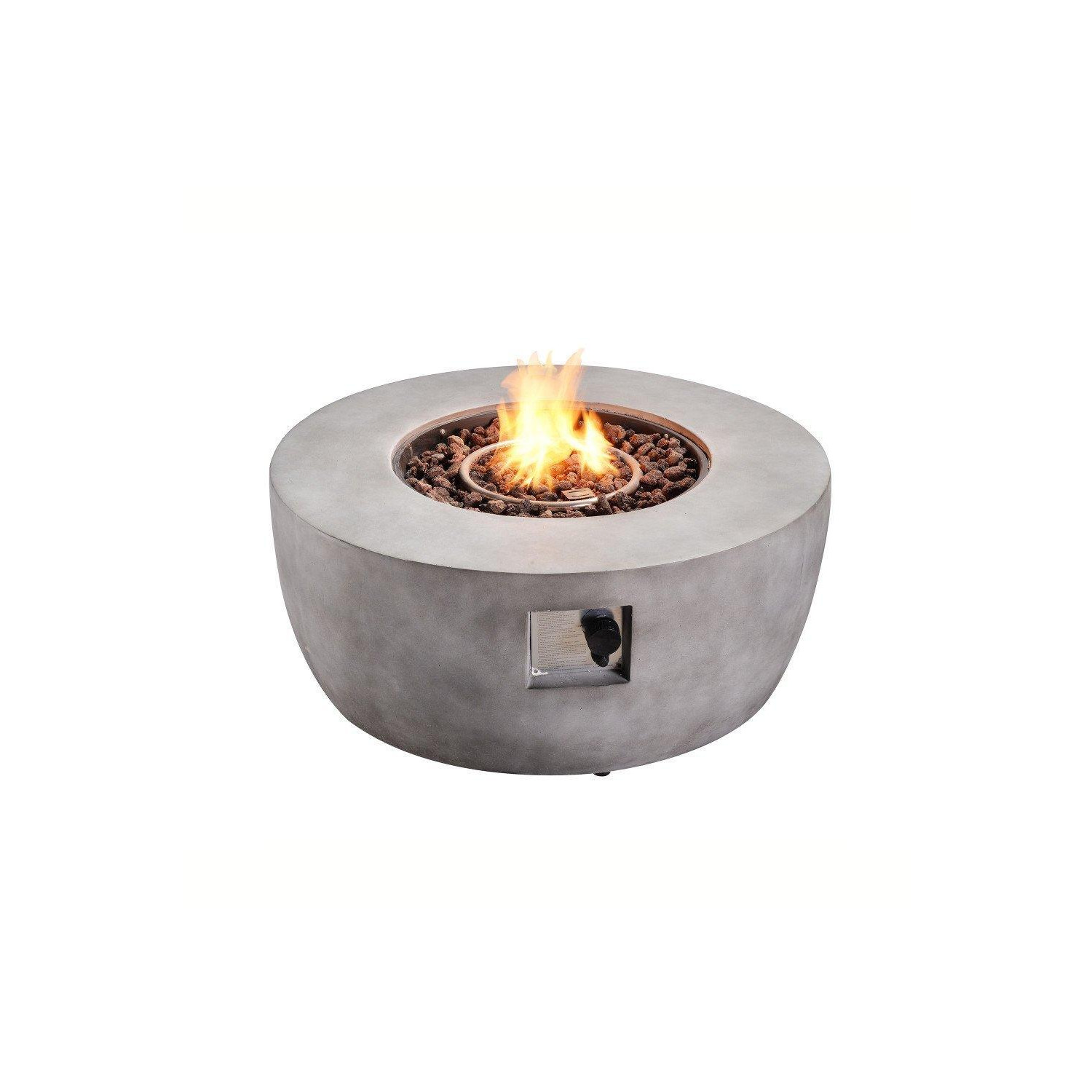 Outdoor Garden Concrete, Round, Propane Gas Fire Pit Table Burner