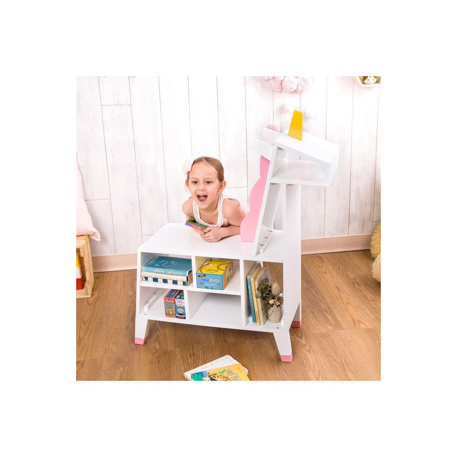Kids Unicorn Bookcase Wooden Book Tidy Book Shelf By