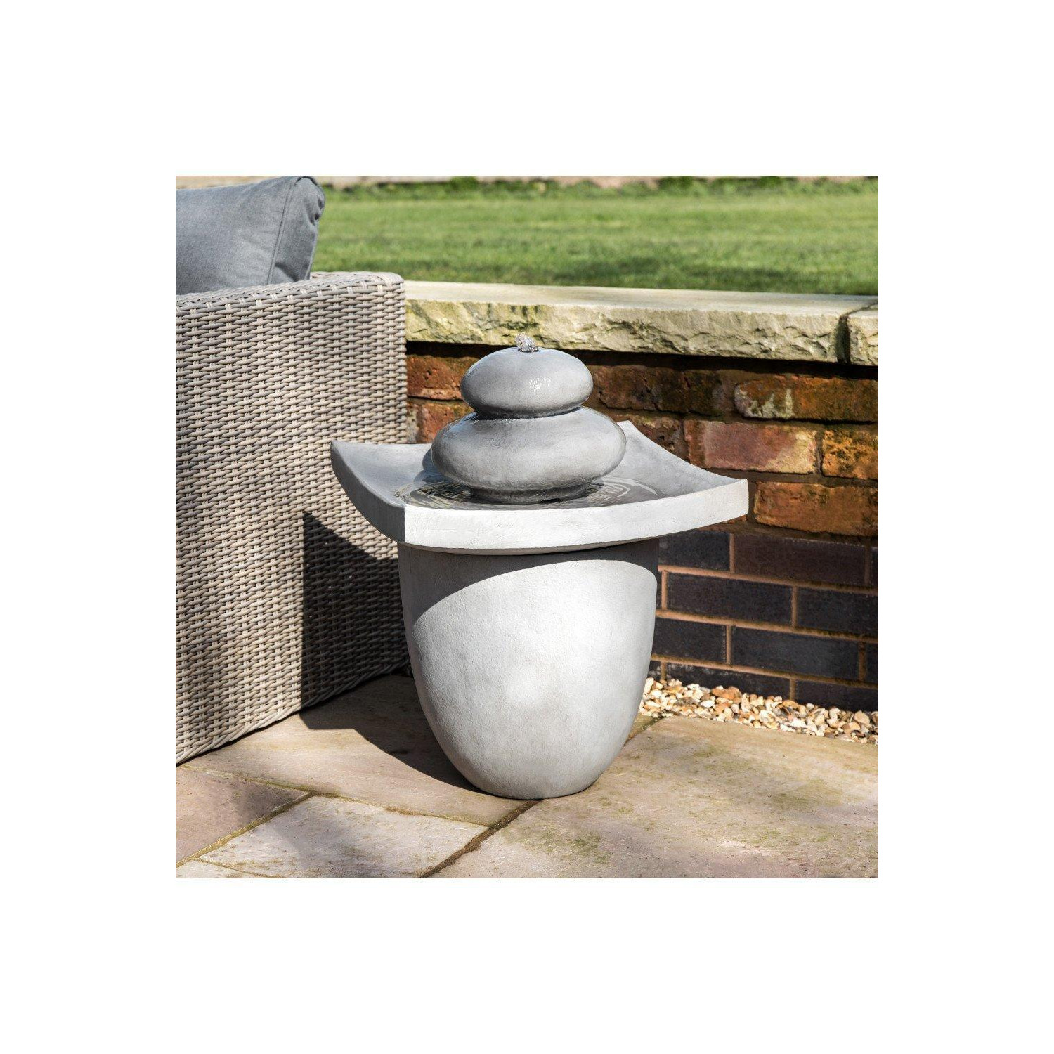 Garden Water Feature With Lights, Outdoor 2 Tier  Basin Water Fountain - image 1