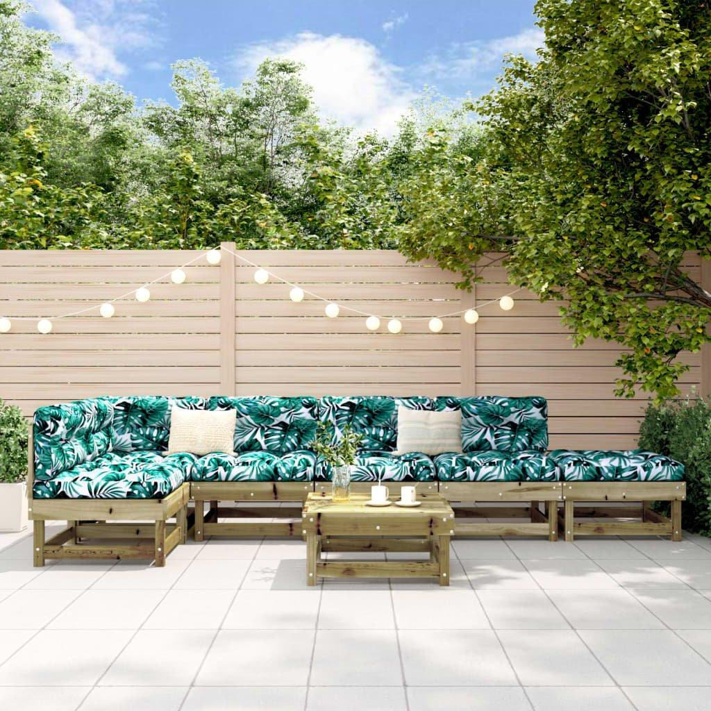 7 Piece Garden Lounge Set Impregnated Wood Pine - image 1