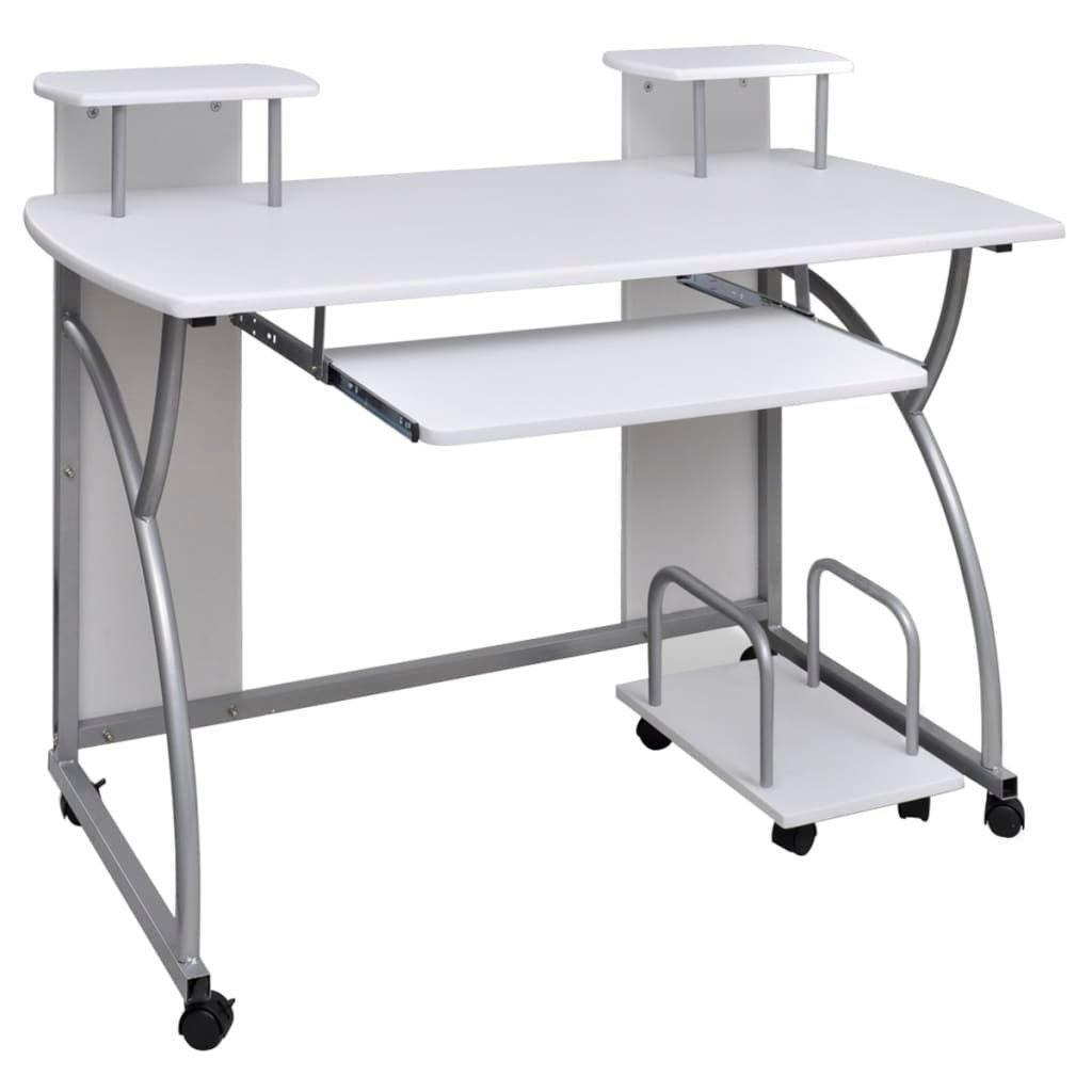 Computer Desk with Pull-out Keyboard Tray White