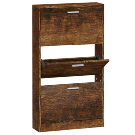 Shoe Cabinet Smoked Oak 59x17x108 cm Engineered Wood - thumbnail 2
