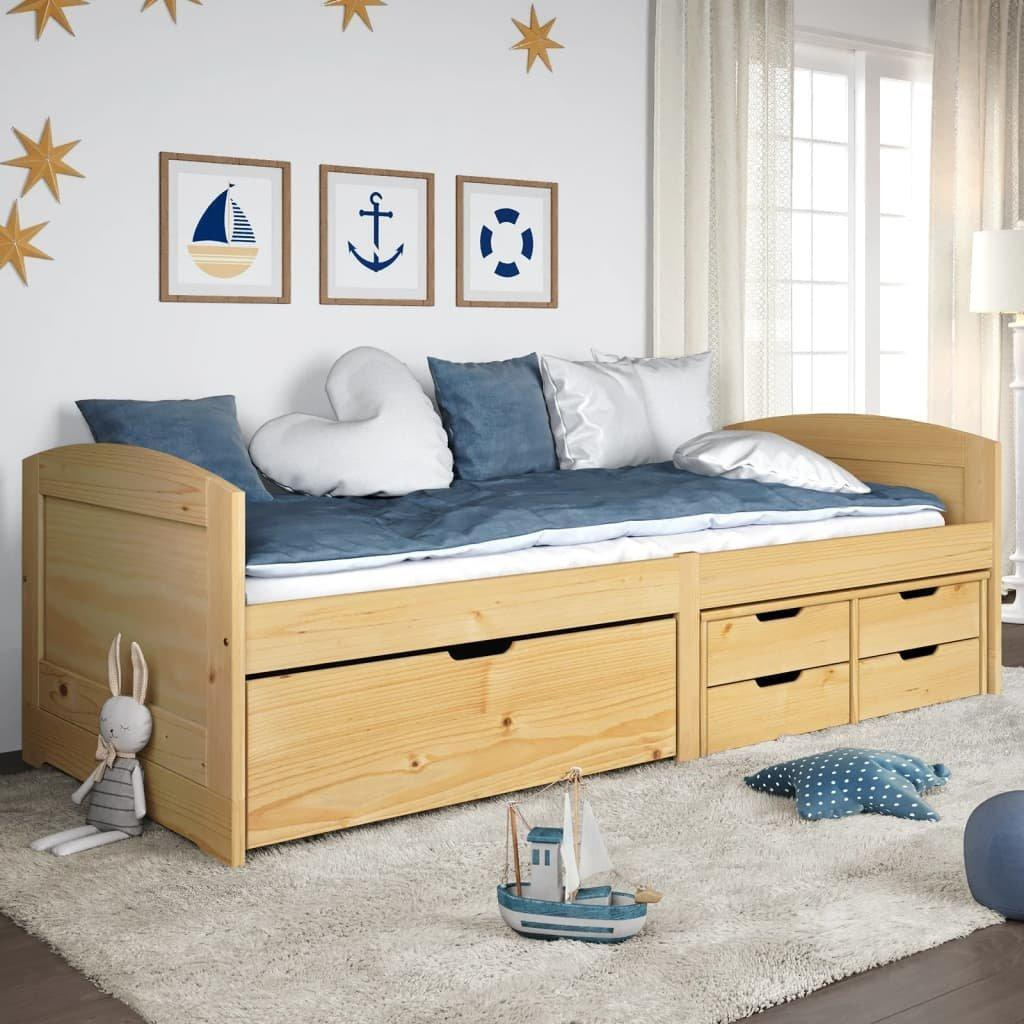 Day Bed with 5 Drawers IRUN 90x200 cm Solid Wood Pine - image 1