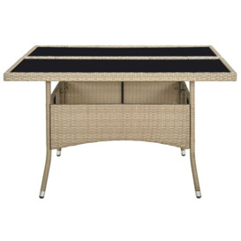 Outdoor Dining Table Beige Poly Rattan and Glass - thumbnail 3