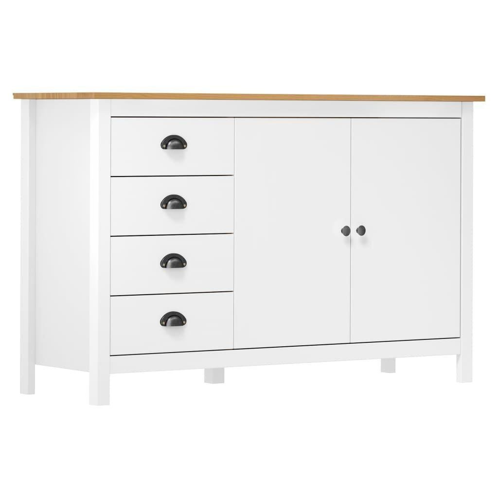 Sideboard Hill White 130x40x80 cm Solid Pine Wood - image 1