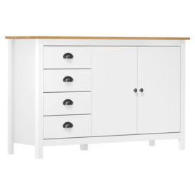 Sideboard Hill White 130x40x80 cm Solid Pine Wood - thumbnail 1