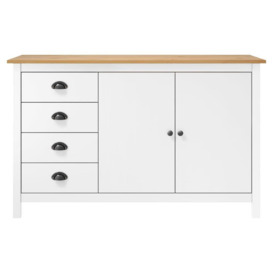 Sideboard Hill White 130x40x80 cm Solid Pine Wood - thumbnail 2