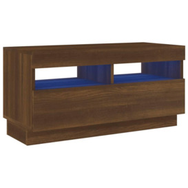 TV Cabinet with LED Lights Brown Oak 80x35x40 cm - thumbnail 2
