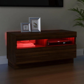 TV Cabinet with LED Lights Brown Oak 80x35x40 cm - thumbnail 3