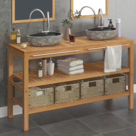Bathroom Vanity Cabinet Solid Teak with Riverstone Sinks - thumbnail 1