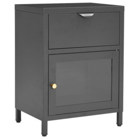 Nightstand Anthracite 40x30x54.5 cm Steel and Glass - thumbnail 2