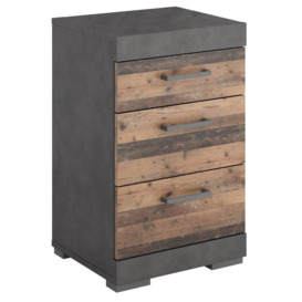 FMD Bedside Table with 3 Drawers Grey and Old Style - thumbnail 2