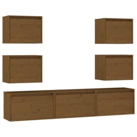 TV Cabinets 7 pcs Honey Brown Solid Wood Pine - thumbnail 2