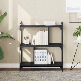 Bookcase 3-Tier Black 76x32x88 cm Engineered Wood