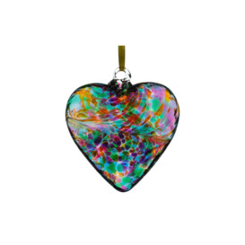 Sienna Glass 8cm Friendship Heart Multi Turquoise