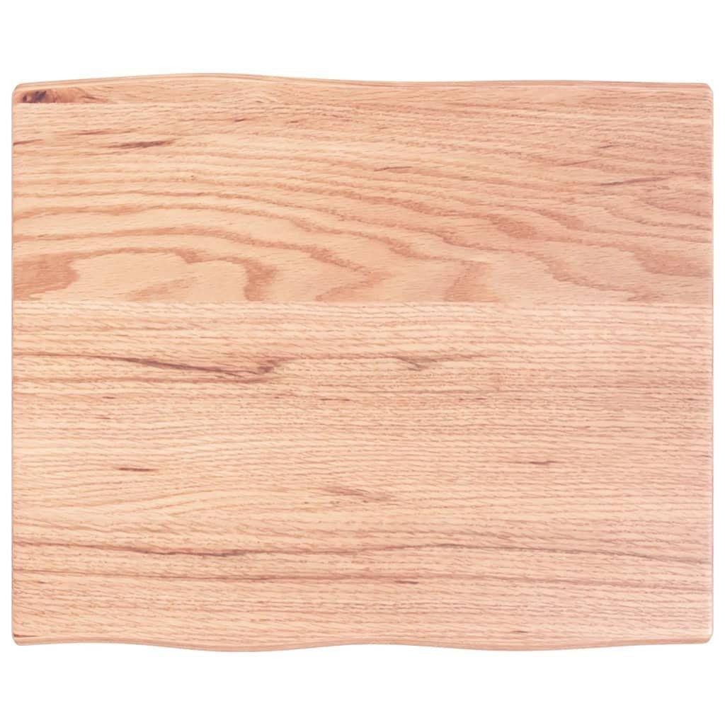 Table Top Light Brown 60x50x2 cm Treated Solid Wood Oak Live Edge - image 1