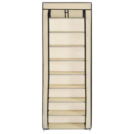 Shoe Cabinet with Cover Cream 57x29x162 cm Fabric - thumbnail 2