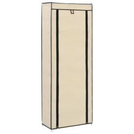Shoe Cabinet with Cover Cream 57x29x162 cm Fabric - thumbnail 3
