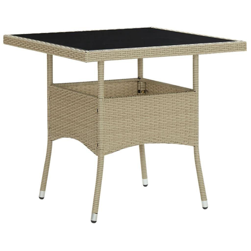 Outdoor Dining Table Beige Poly Rattan and Glass - image 1