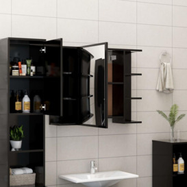 Bathroom Mirror Cabinet Black 80x20.5x64 cm Engineered Wood - thumbnail 3