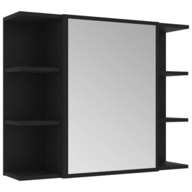 Bathroom Mirror Cabinet Black 80x20.5x64 cm Engineered Wood - thumbnail 2