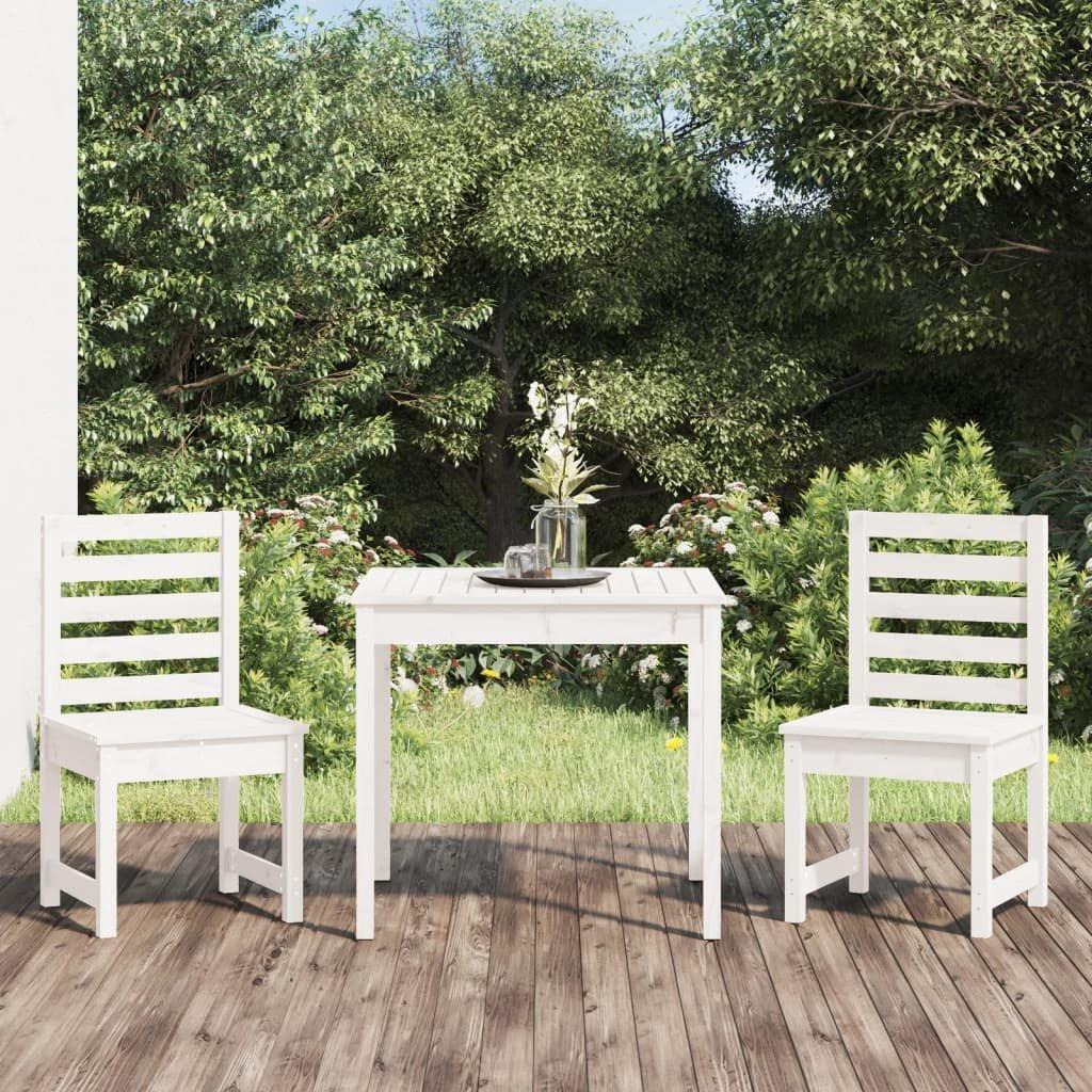 3 Piece Garden Bistro Set White Solid Wood Pine - image 1