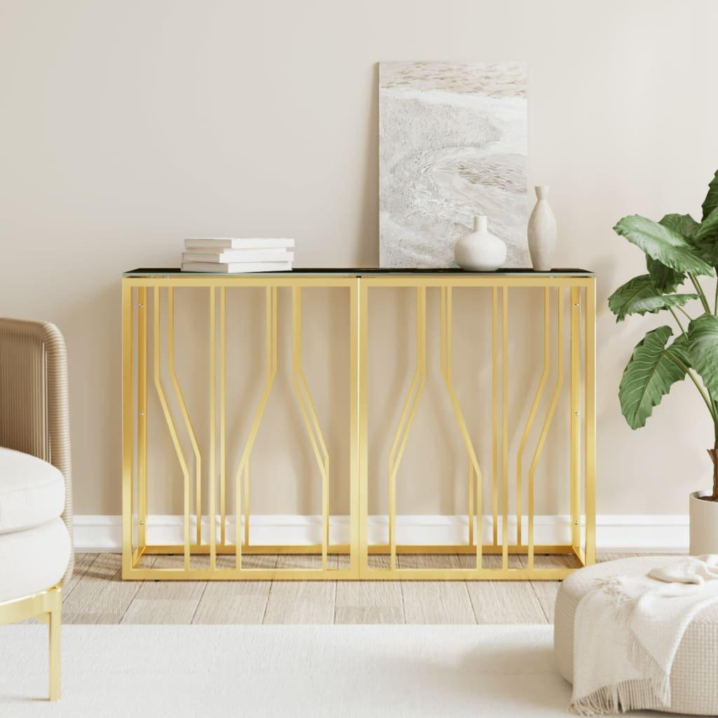 Console Table Gold 110x30x70 cm Stainless Steel and Glass - image 1