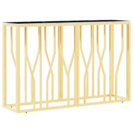 Console Table Gold 110x30x70 cm Stainless Steel and Glass - thumbnail 2