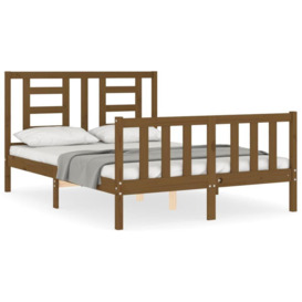 Bed Frame with Headboard Honey Brown Small Double Solid Wood - thumbnail 2
