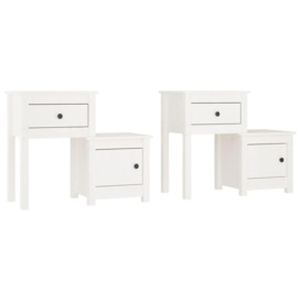 Bedside Cabinet 2 pcs White 79.5x38x65.5 cm Solid Wood Pine - thumbnail 2