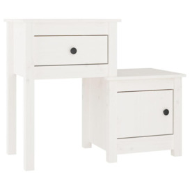 Bedside Cabinet 2 pcs White 79.5x38x65.5 cm Solid Wood Pine - thumbnail 3
