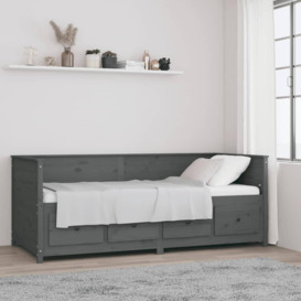 Day Bed Grey 80x200 cm Solid Wood Pine - thumbnail 1