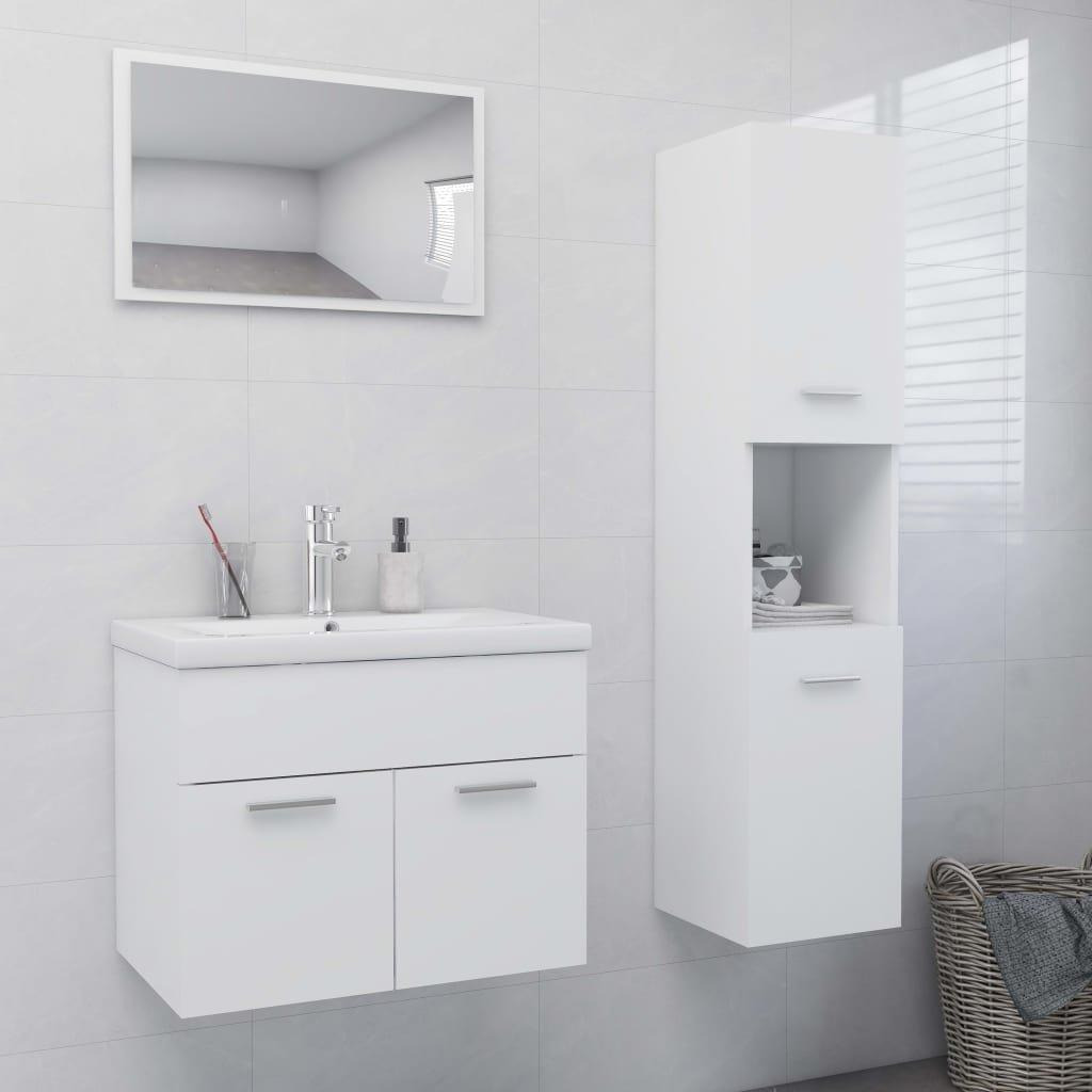 Bathroom Furniture Set White Engineered Wood - image 1