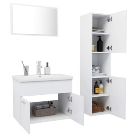 Bathroom Furniture Set White Engineered Wood - thumbnail 3