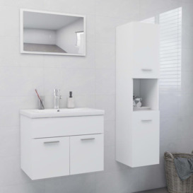 Bathroom Furniture Set White Engineered Wood - thumbnail 1
