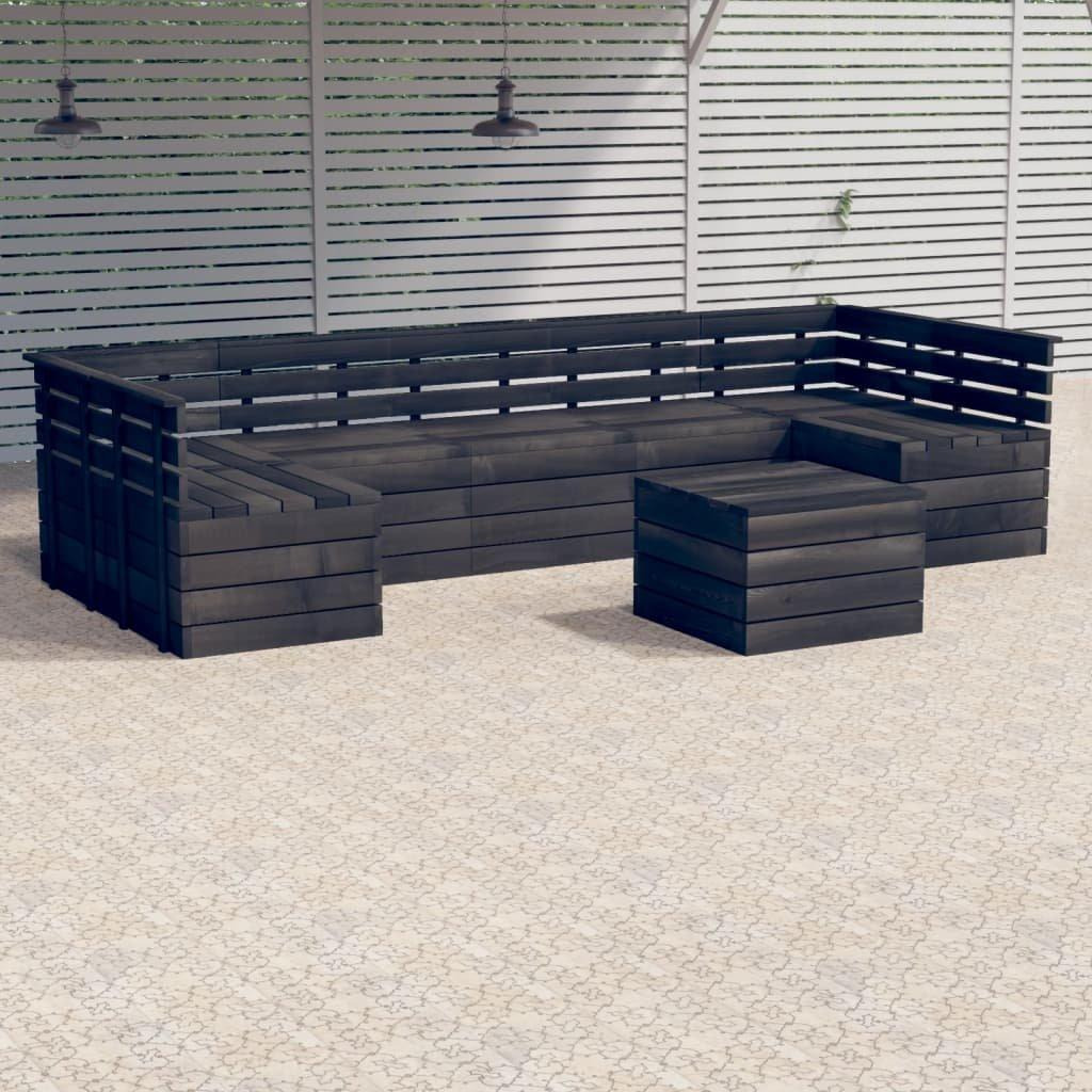 7 Piece Garden Pallet Lounge Set Solid Pinewood Dark Grey - image 1