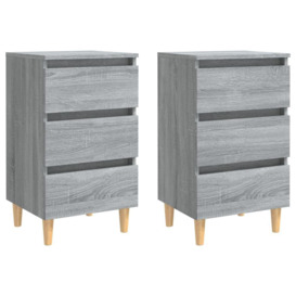 Bed Cabinets with Solid Wood Legs 2 pcs Grey Sonoma 40x35x69 cm - thumbnail 2