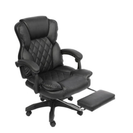 Executive Office Chair with Leatherette Padding, Ergonomic Design, Padded Armrests & Footrest - thumbnail 1