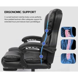 Executive Office Chair with Leatherette Padding, Ergonomic Design, Padded Armrests & Footrest - thumbnail 3