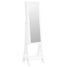 Mirror Jewellery Cabinet with LED Lights Free Standing White - thumbnail 3
