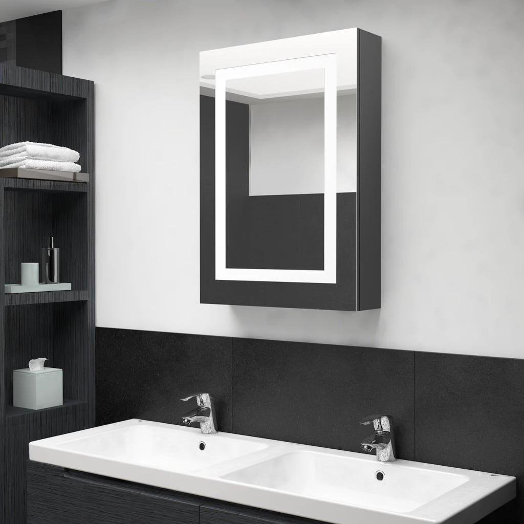 LED Bathroom Mirror Cabinet Shining Grey 50x13x70 cm - image 1