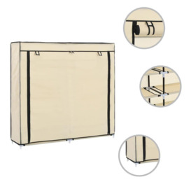 Shoe Cabinet with Cover Cream 115x28x110 cm Fabric - thumbnail 2
