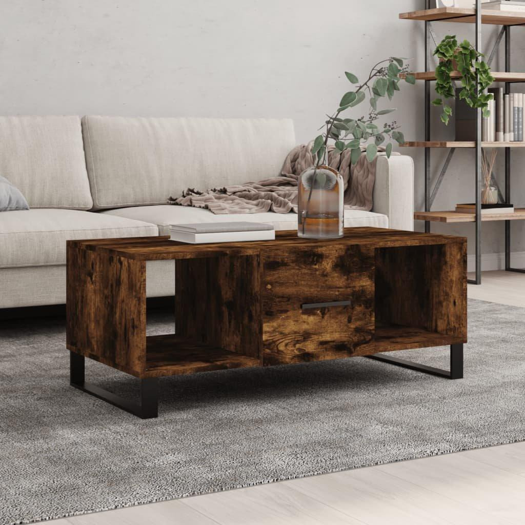 Coffee Table Smoked Oak 102x50x40 cm Engineered Wood - image 1