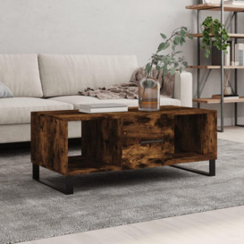 Coffee Table Smoked Oak 102x50x40 cm Engineered Wood - thumbnail 1