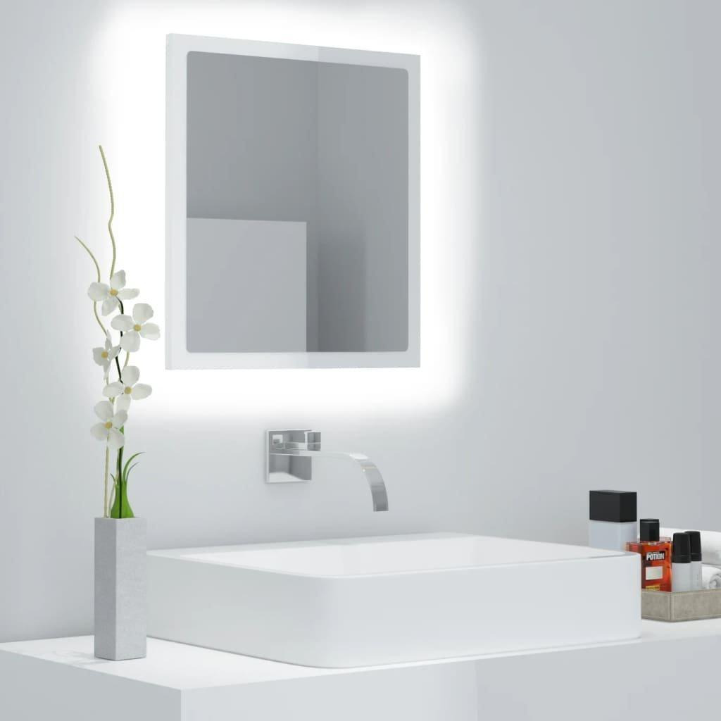 LED Bathroom Mirror High Gloss White 40x8.5x37 cm Acrylic - image 1