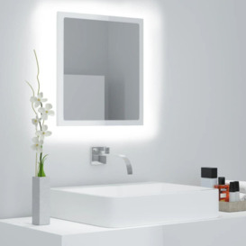 LED Bathroom Mirror High Gloss White 40x8.5x37 cm Acrylic - thumbnail 1
