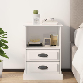Bedside Cabinet High Gloss White 43x36x60 cm