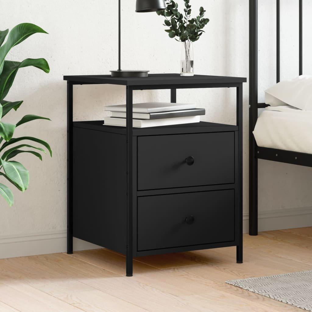 Bedside Cabinet Black 44x45x60 cm Engineered Wood - image 1
