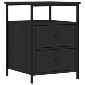 Bedside Cabinet Black 44x45x60 cm Engineered Wood - thumbnail 2