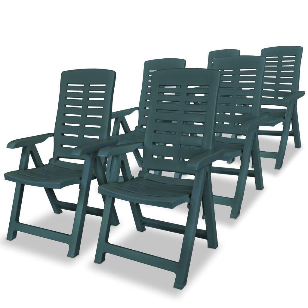 Reclining Garden Chairs 6 pcs Plastic Green - image 1
